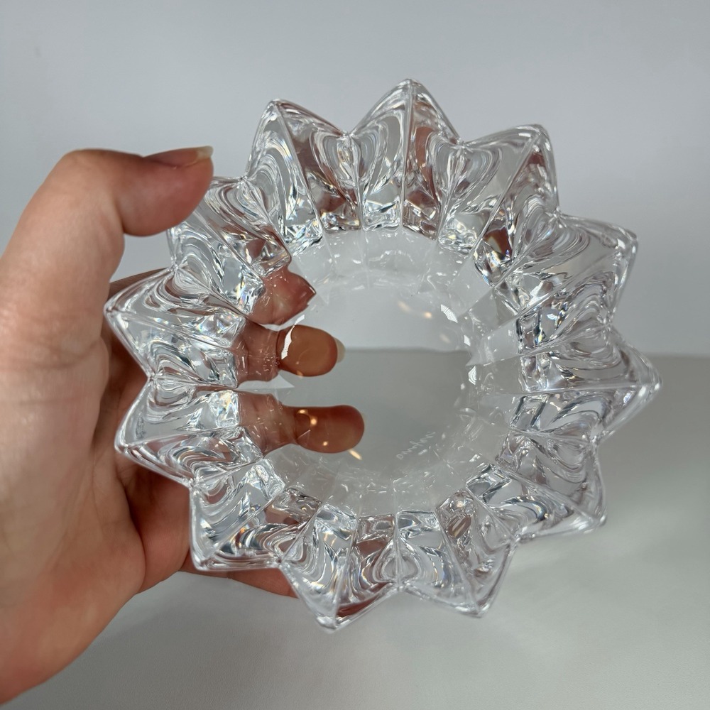 Trinket Bowl Orrefors Sweden small crystal Fleur 3"x4" glass Star Shaped Decor - Picture 2 of 8